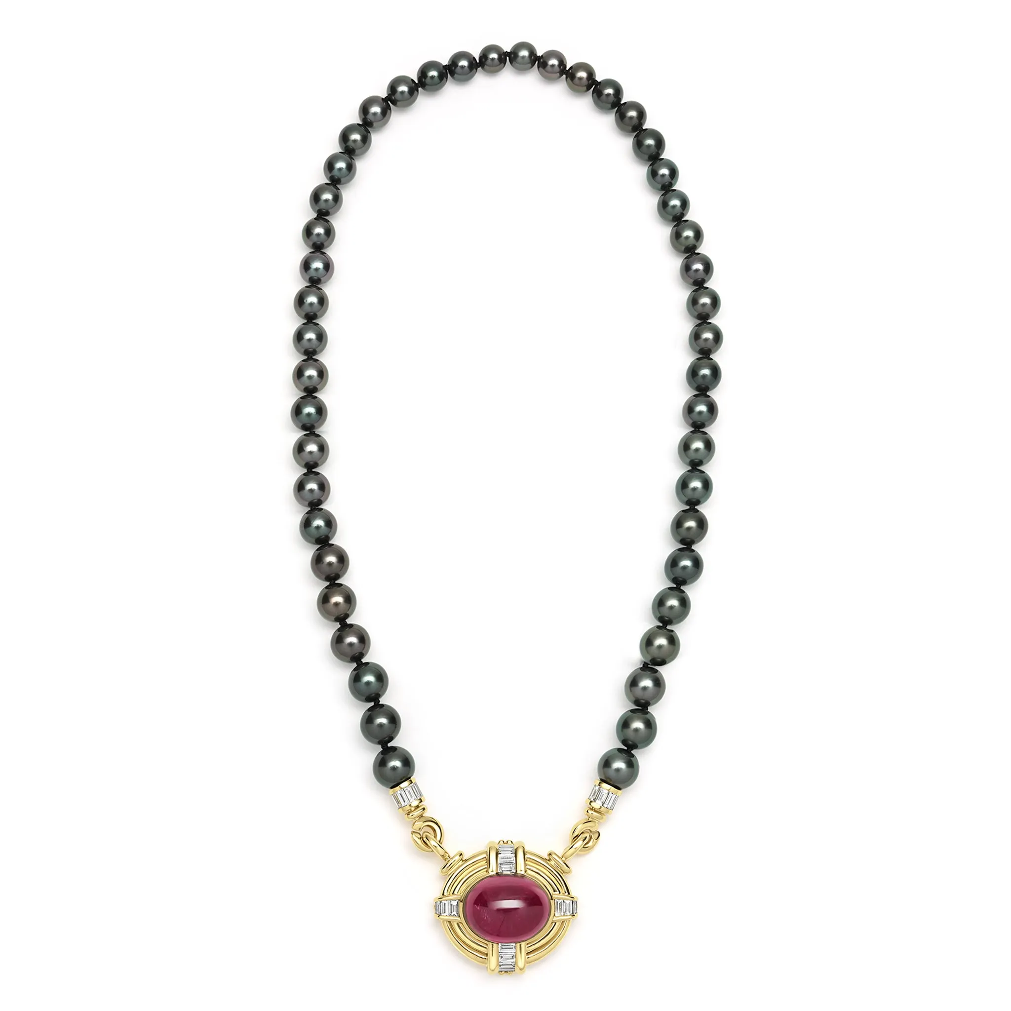 SML 18K Gold Rubellite Cabochon and Diamond Necklace sold by LAGOS product image thumbnail 3