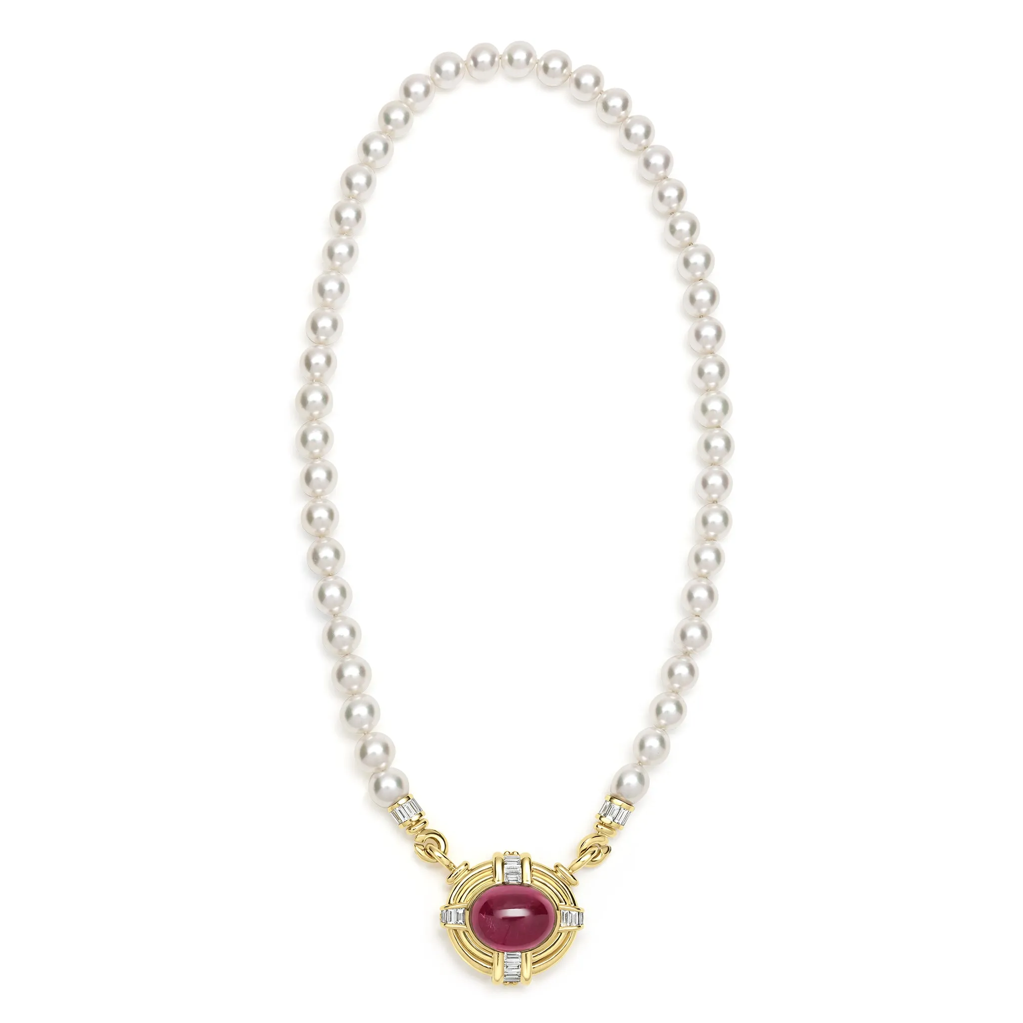 SML 18K Gold Rubellite Cabochon and Diamond Necklace sold by LAGOS product image thumbnail 4