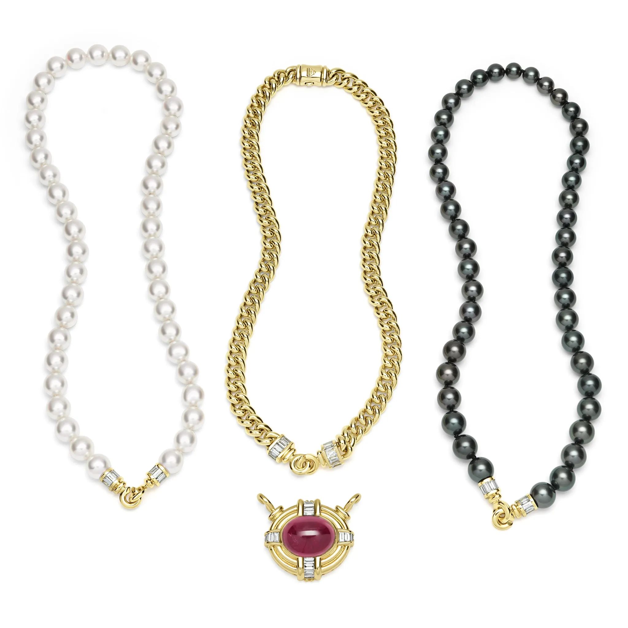 SML 18K Gold Rubellite Cabochon and Diamond Necklace sold by LAGOS product image thumbnail 2