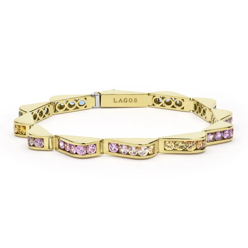 Caviar Gold 18K Gold Multi-Sapphire Link Wave Bracelet | 6mm made by LAGOS