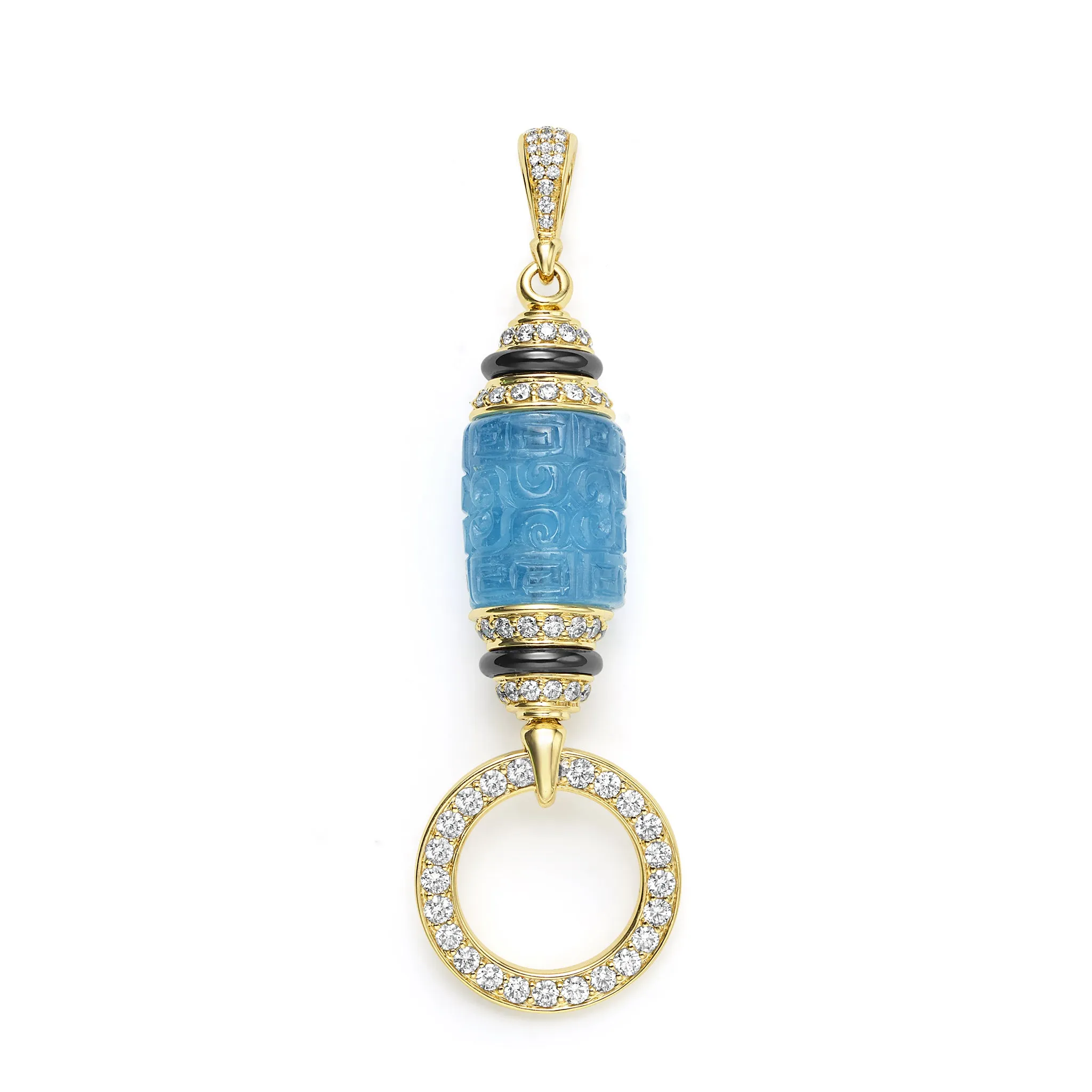 Caviar Gold 18K Gold Aquamarine and Diamond Pendant sold by LAGOS