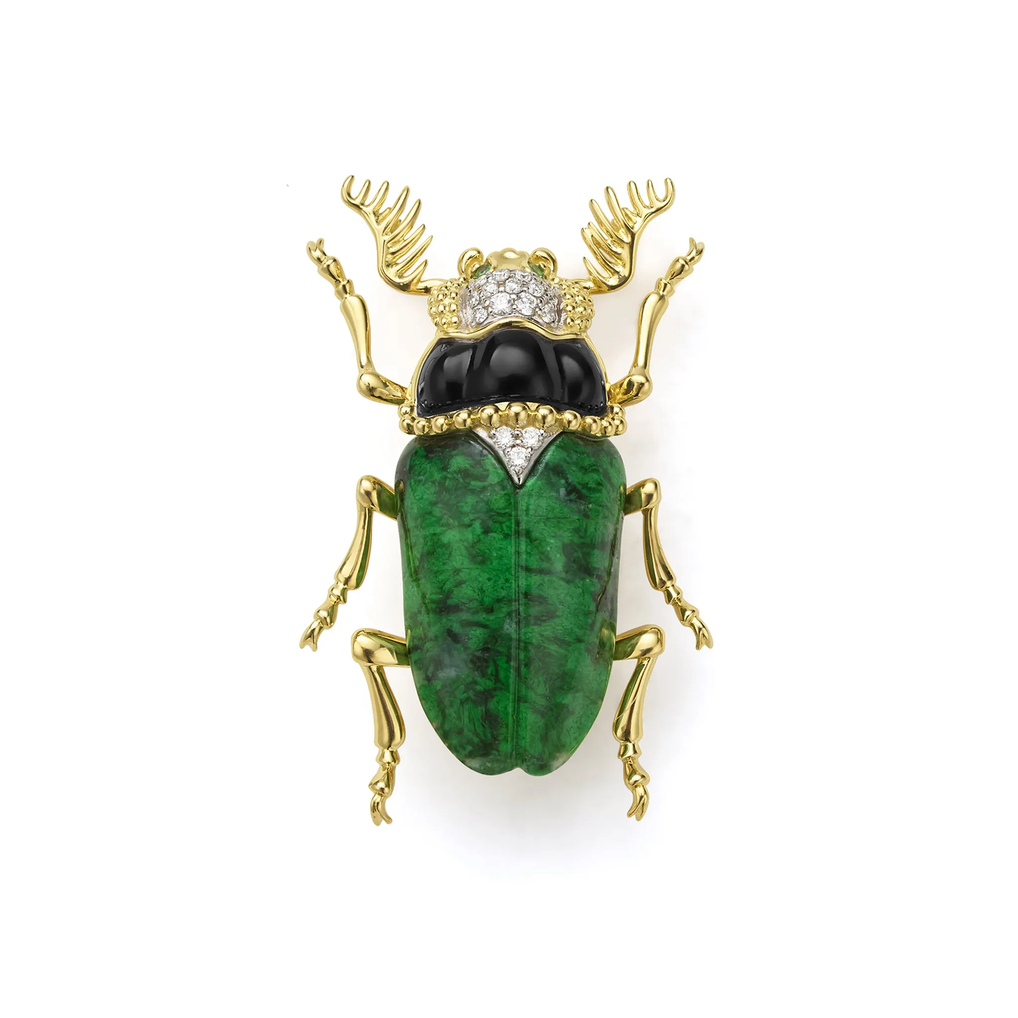 Rare Wonders 18K Gold Maw Sit Sit and Onyx Beetle Pin sold by LAGOS