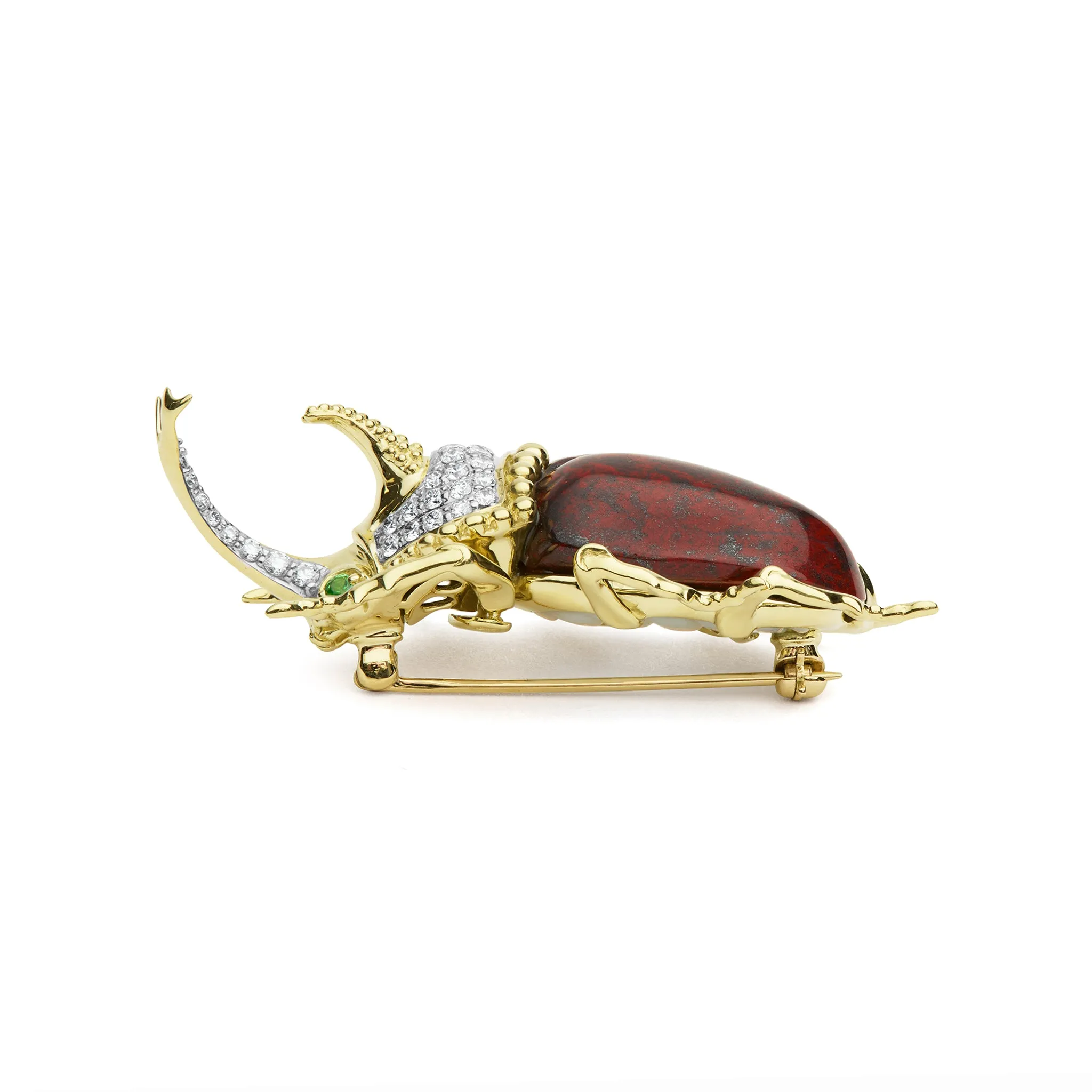 Rare Wonders 18K Gold Iddingsite and Diamond Hercules Beetle Pin sold by LAGOS product image thumbnail 3