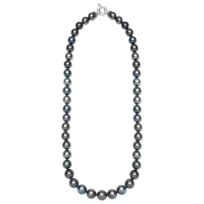 Luna Sterling Silver Tahitian Black Pearl Strand Necklace made by LAGOS