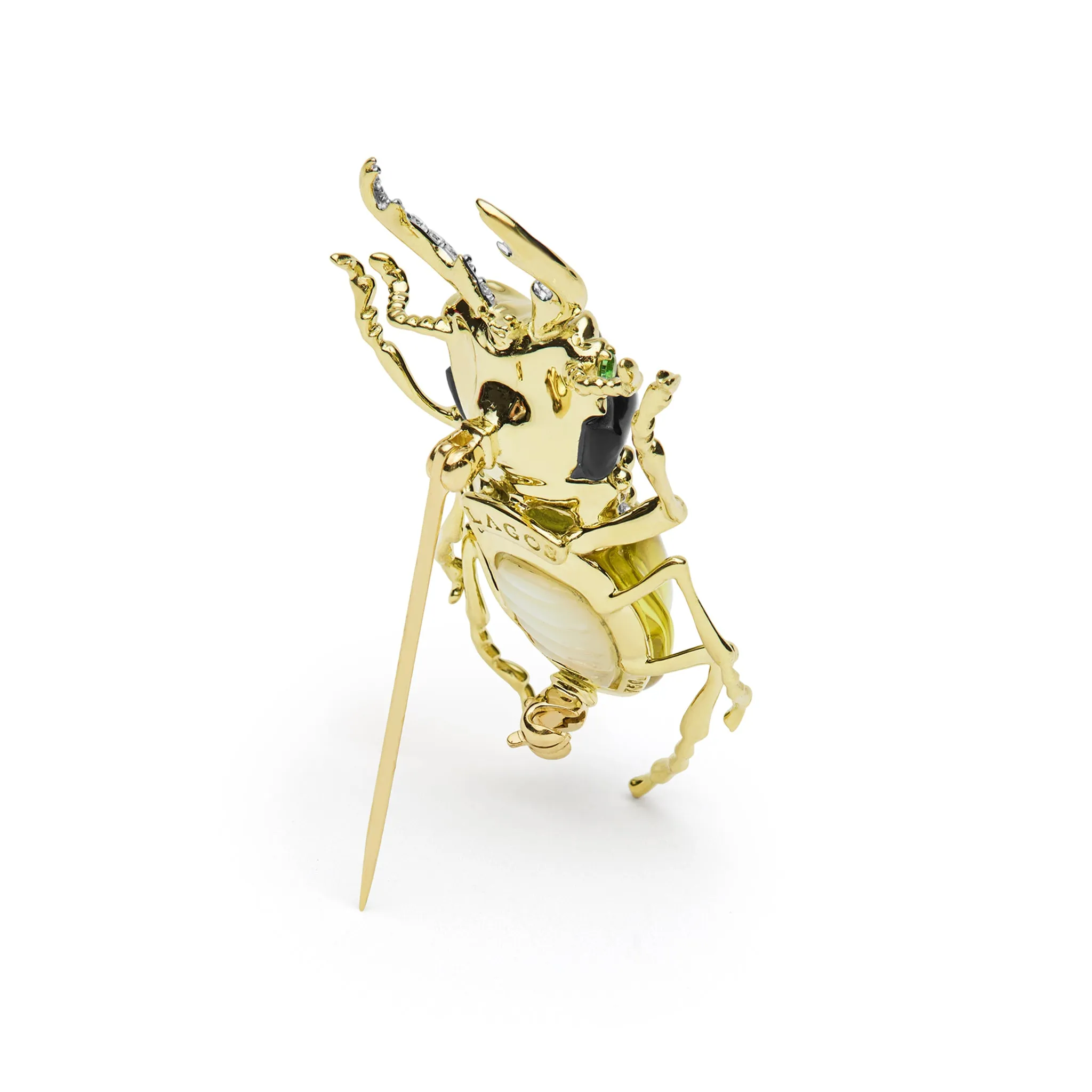 Rare Wonders 18K Gold Lemon Quartz and Onyx Stag Beetle Pin sold by LAGOS product image thumbnail 4