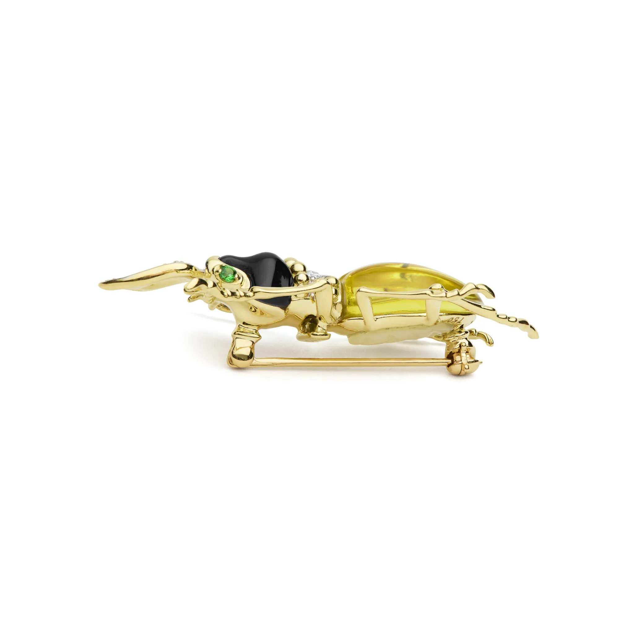 Rare Wonders 18K Gold Lemon Quartz and Onyx Stag Beetle Pin sold by LAGOS product image thumbnail 3