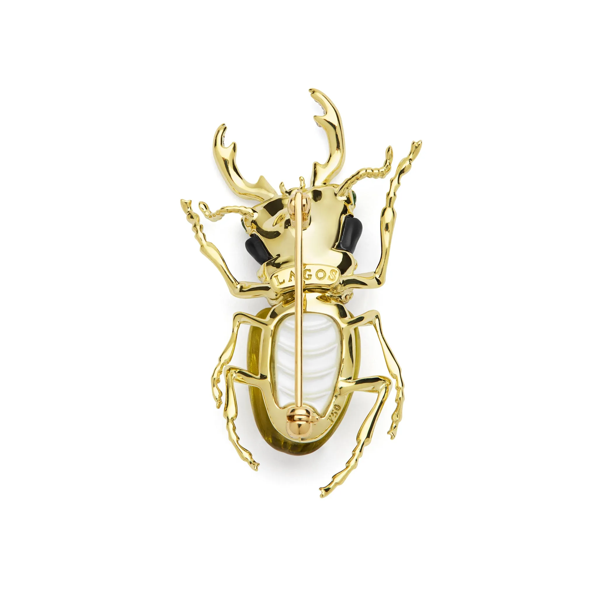 Rare Wonders 18K Gold Lemon Quartz and Onyx Stag Beetle Pin sold by LAGOS product image thumbnail 2