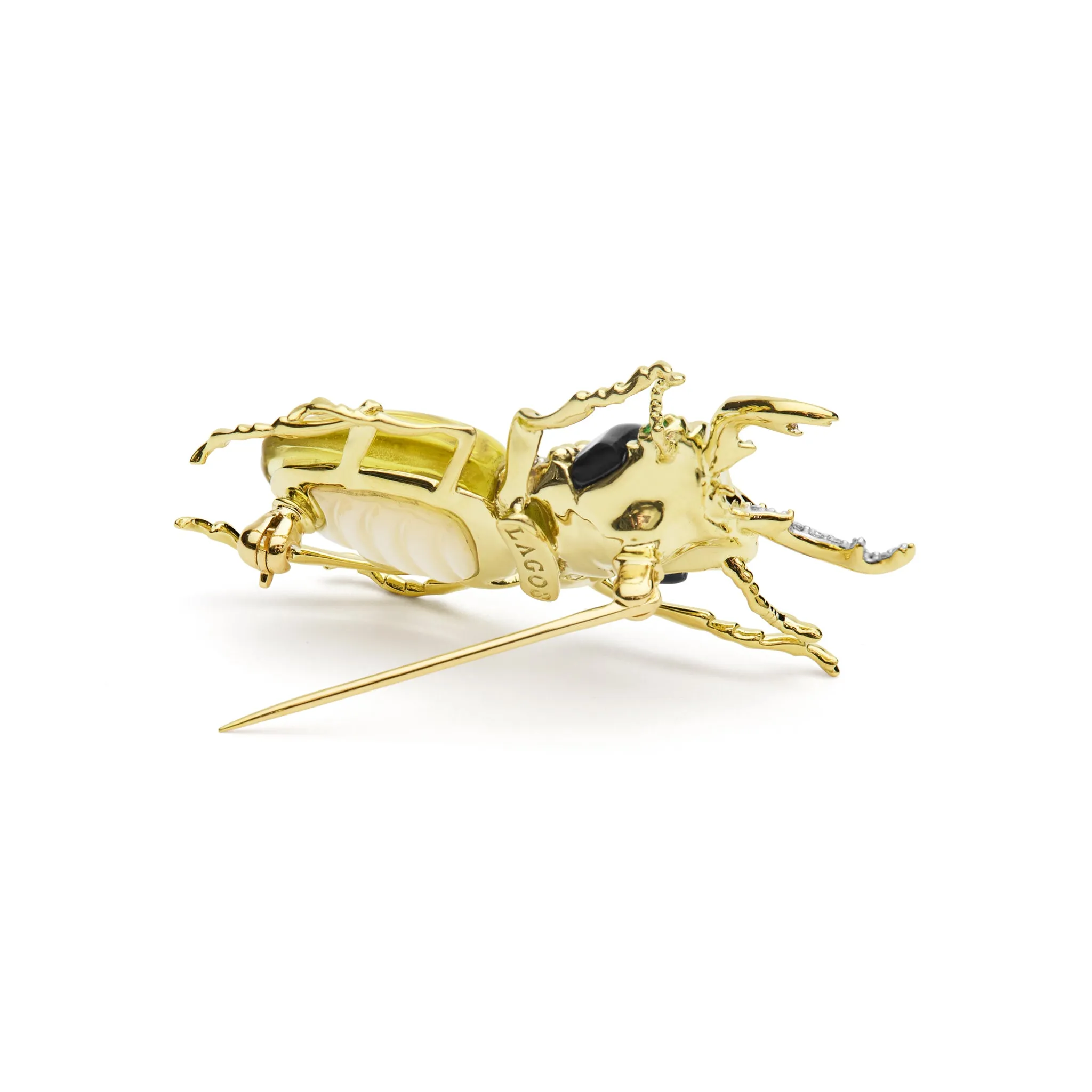Rare Wonders 18K Gold Lemon Quartz and Onyx Stag Beetle Pin sold by LAGOS product image thumbnail 5