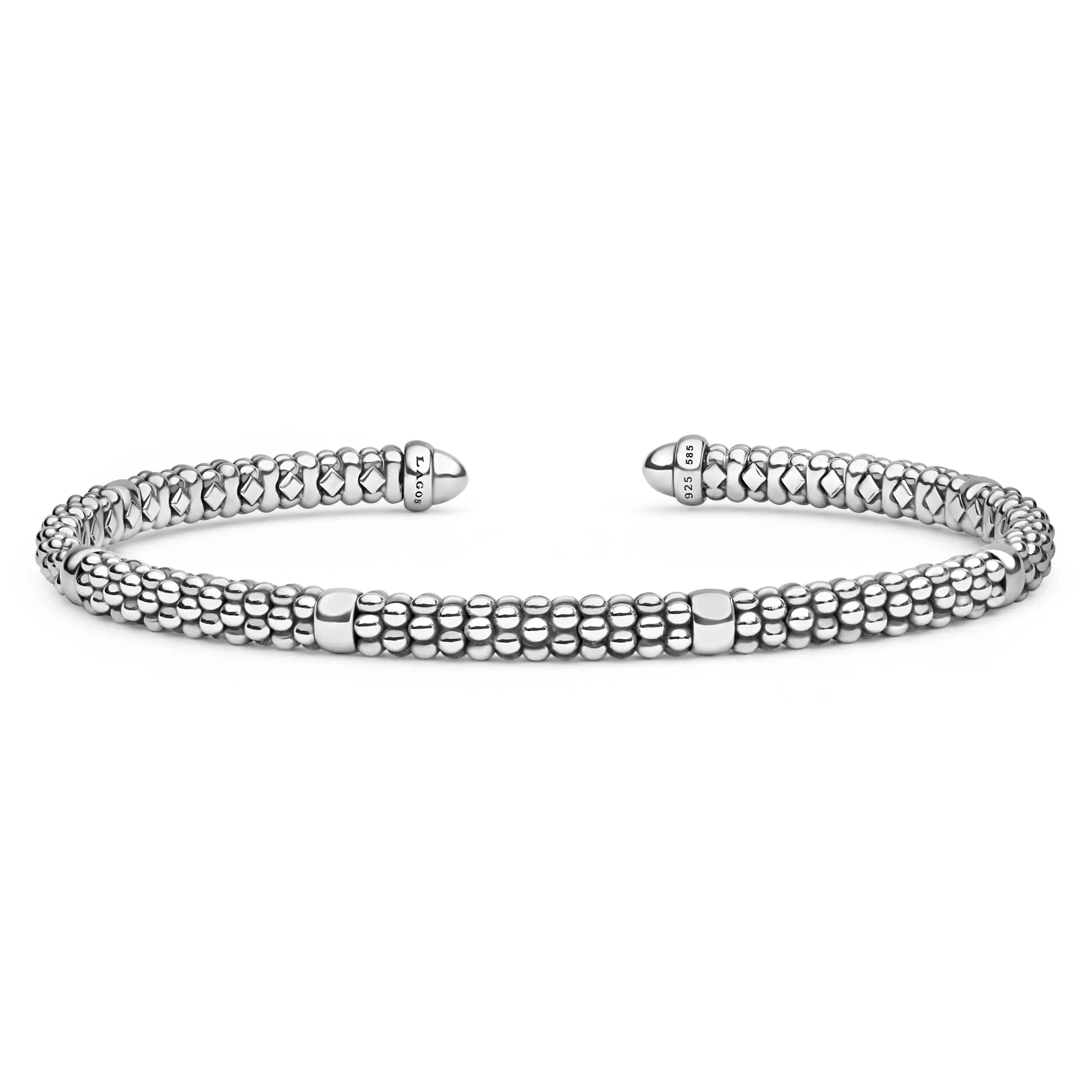 Signature Caviar Two-Tone Mini Versa Torque Bracelet | 3mm sold by LAGOS product image thumbnail 4