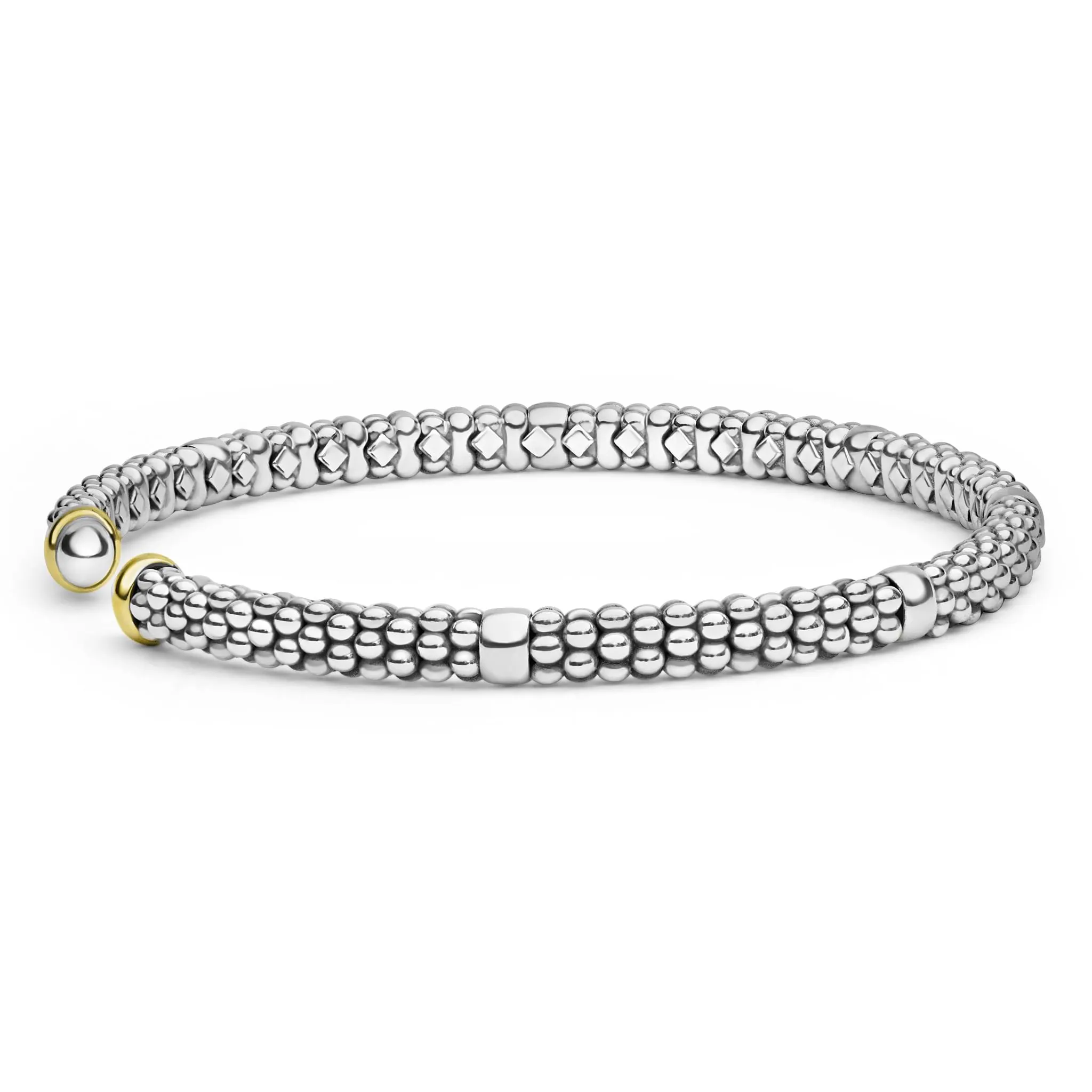 Signature Caviar Two-Tone Mini Versa Torque Bracelet | 3mm sold by LAGOS product image thumbnail 3