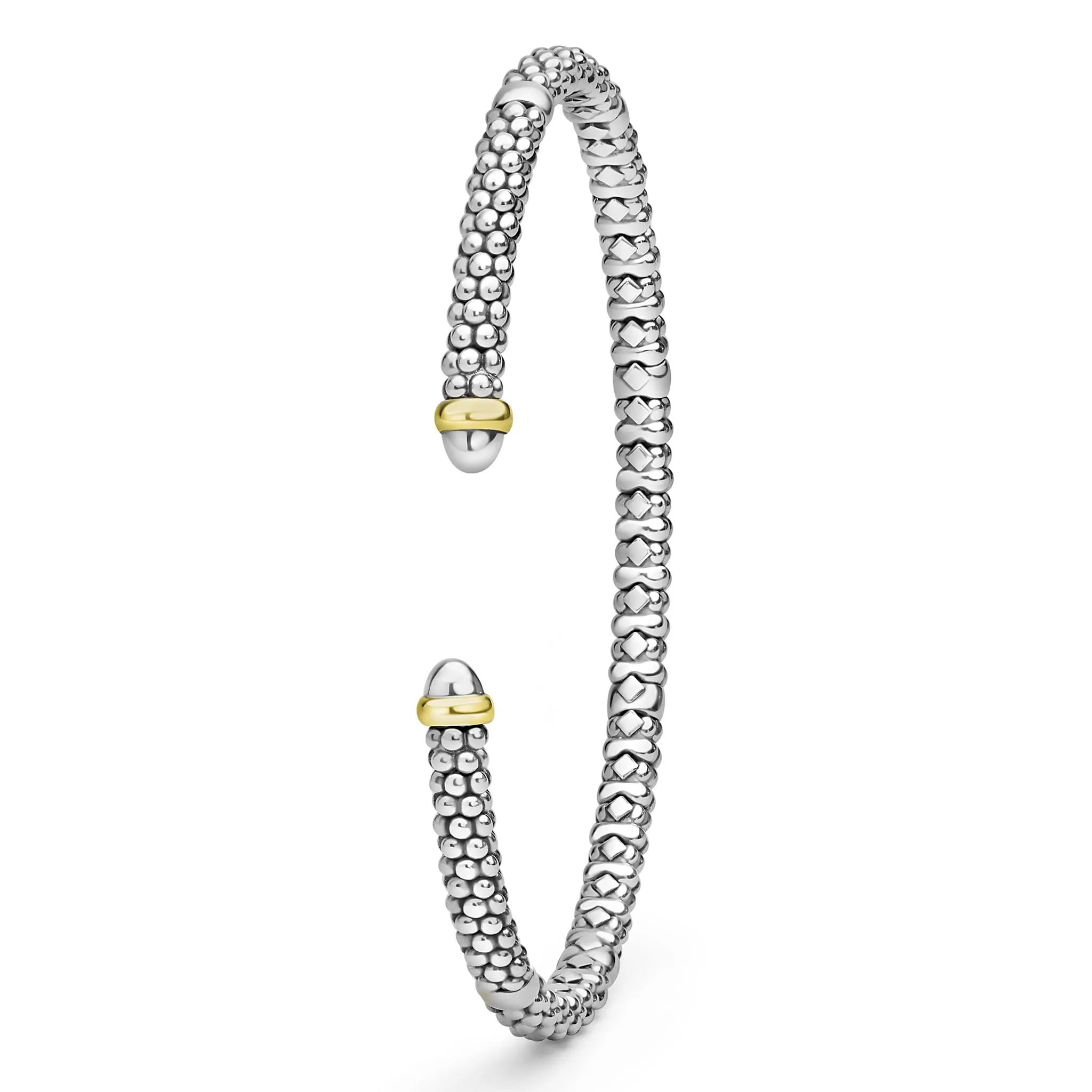 Signature Caviar Two-Tone Mini Versa Torque Bracelet | 3mm sold by LAGOS product image thumbnail 5