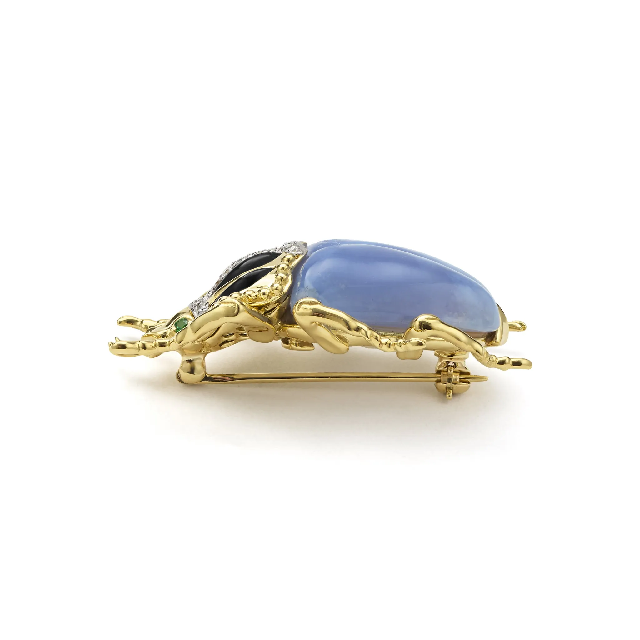 Rare Wonders 18K Gold Blue Chalcedony and Onyx Goliath Beetle Pin sold by LAGOS product image thumbnail 3