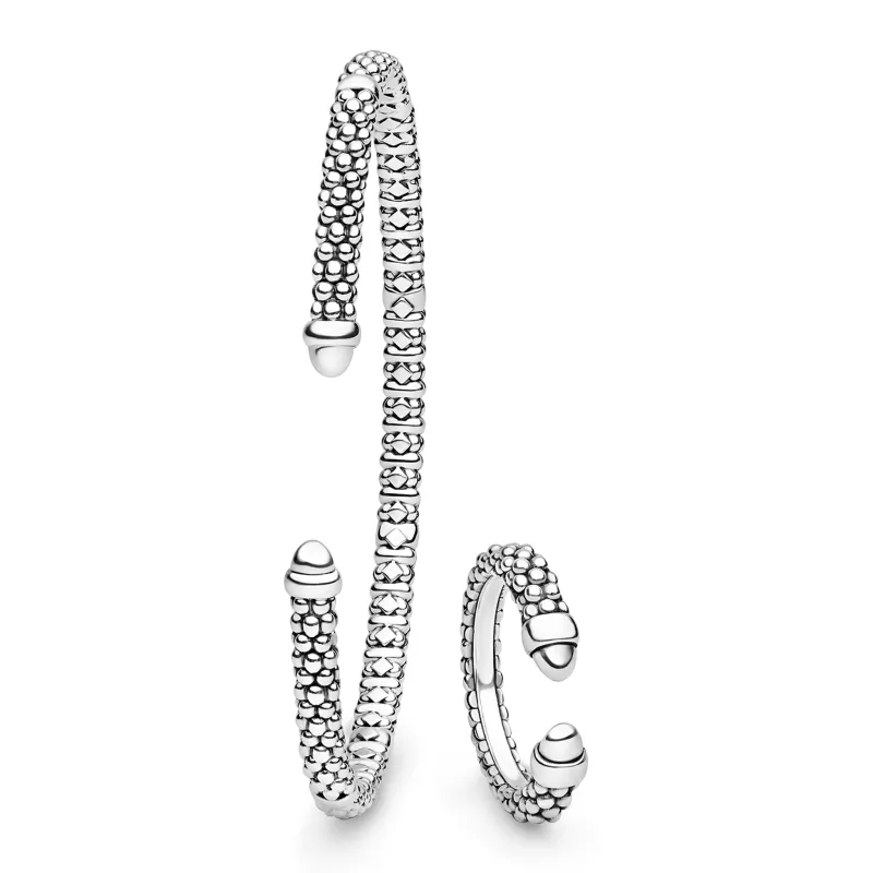 Signature Caviar Sterling Silver Mini Versa Ring & Bracelet Gift Set made by LAGOS