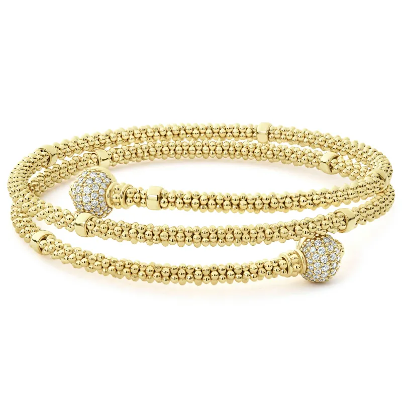 Caviar Gold 18K Gold Wrap Diamond Bracelet (Studio) made by LAGOS