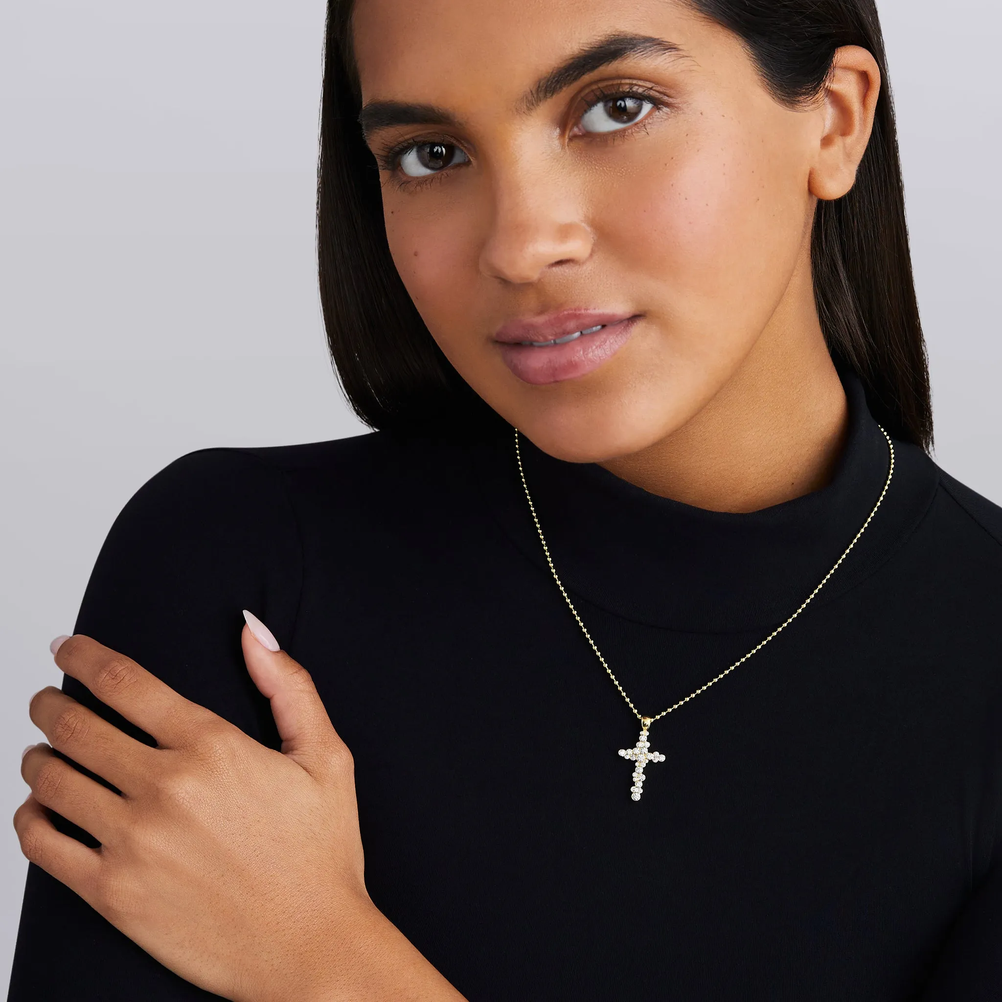 Fizz 18K Gold Diamond Cross Pendant Necklace (Studio) sold by LAGOS product image thumbnail 2