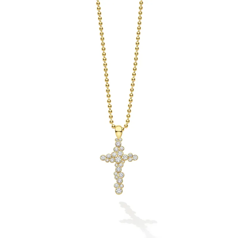 Fizz 18K Gold Diamond Cross Pendant Necklace (Studio) made by LAGOS