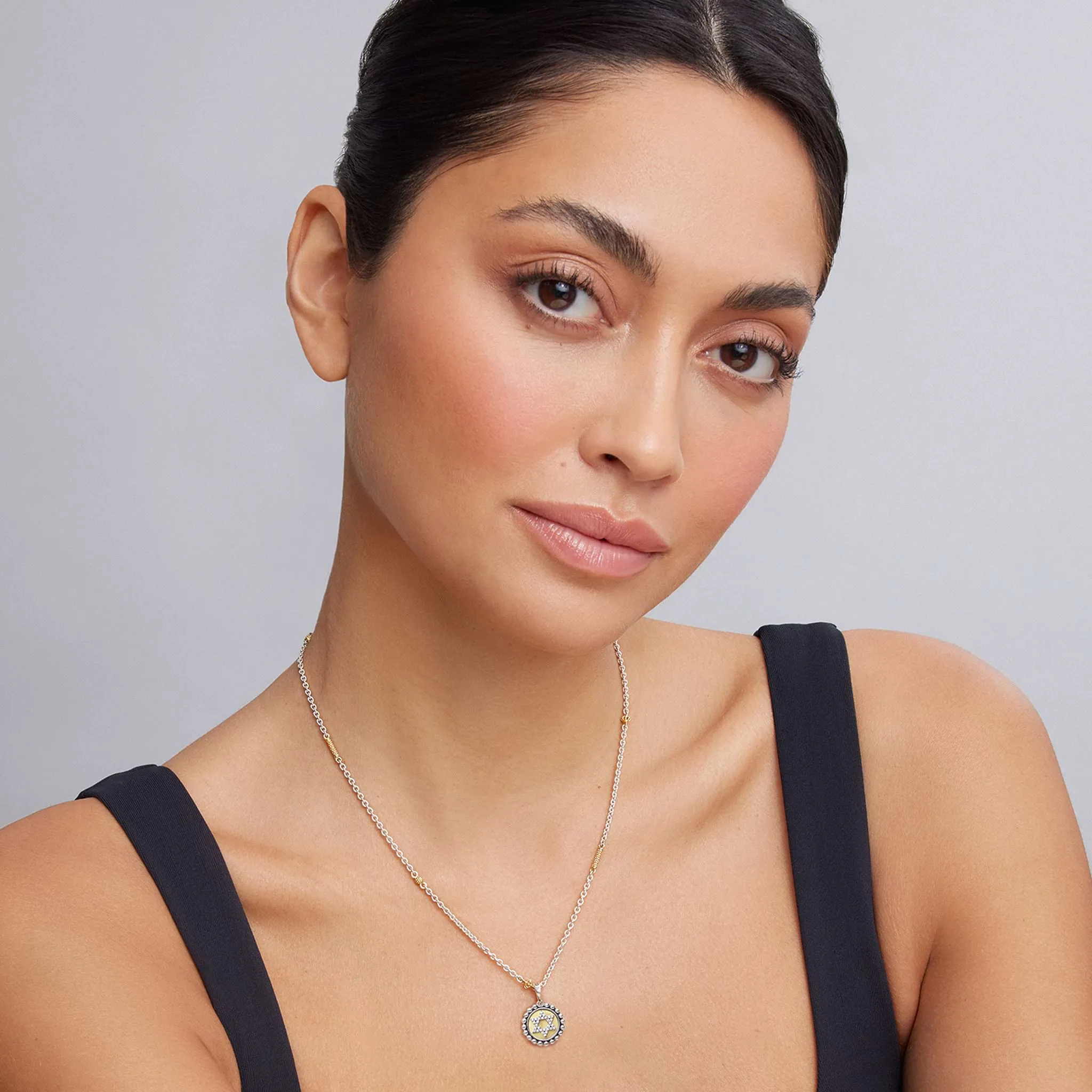 Signature Caviar Two-Tone Star of David Diamond Charm Necklace sold by LAGOS product image thumbnail 2