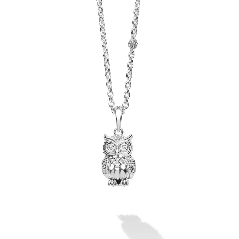 Rare Wonders Sterling Silver Mini Owl Pendant Necklace made by LAGOS