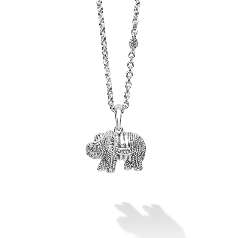 Rare Wonders Sterling Silver Mini Elephant Pendant Necklace made by LAGOS