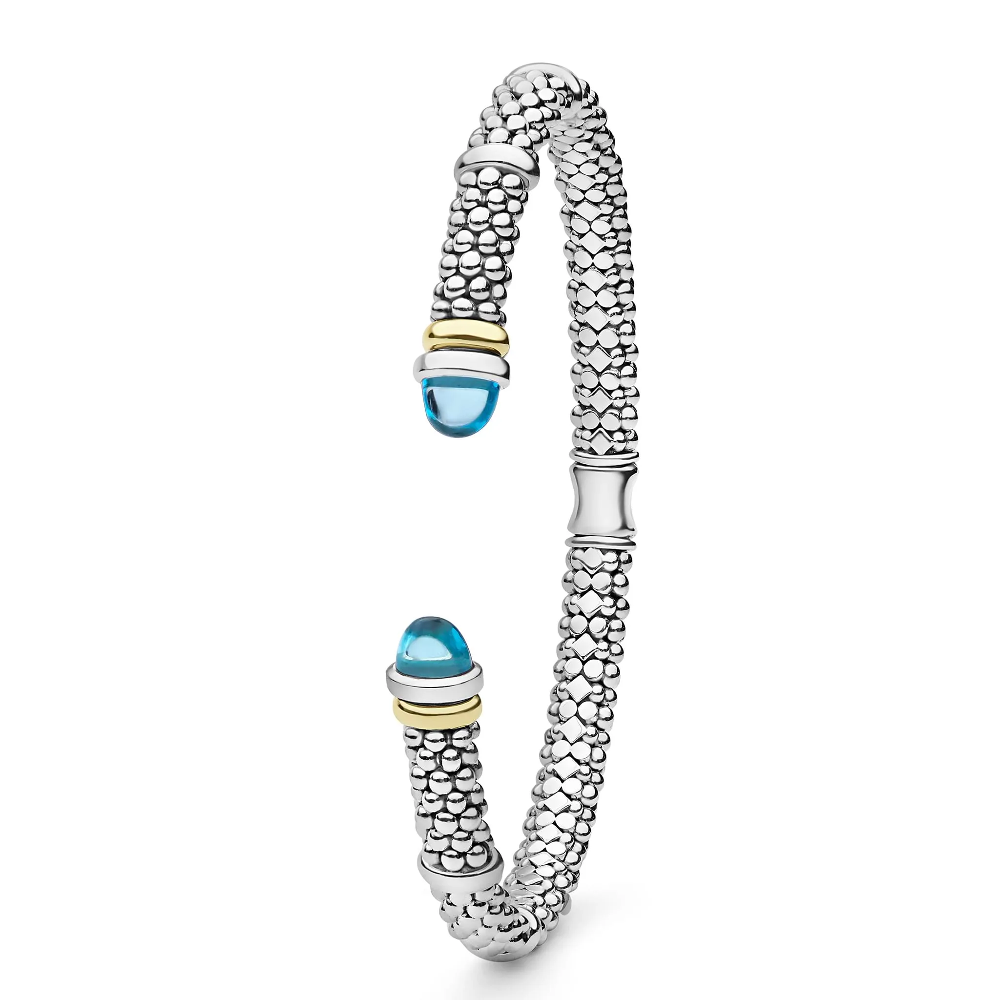 Signature Caviar Two-Tone Swiss Blue Topaz Versa Torque Bracelet | 5mm sold by LAGOS product image thumbnail 3