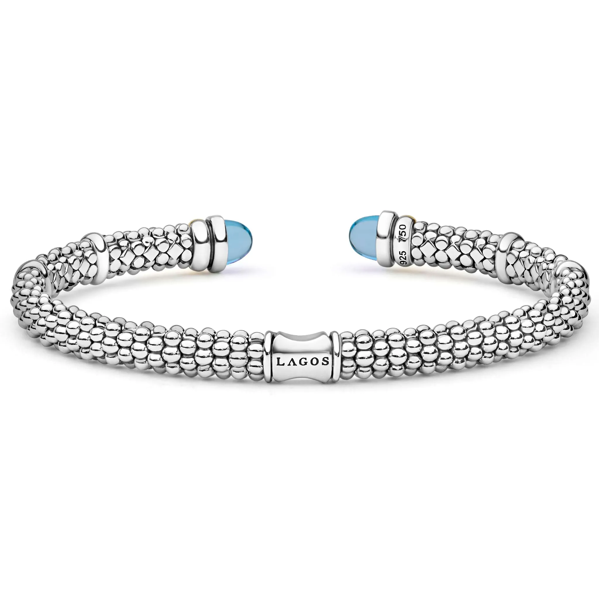 Signature Caviar Two-Tone Swiss Blue Topaz Versa Torque Bracelet | 5mm sold by LAGOS product image thumbnail 2