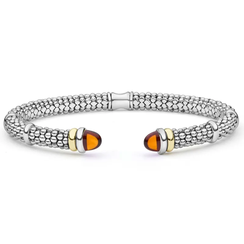 Signature Caviar Two-Tone Citrine Versa Torque Bracelet | 5mm made by LAGOS