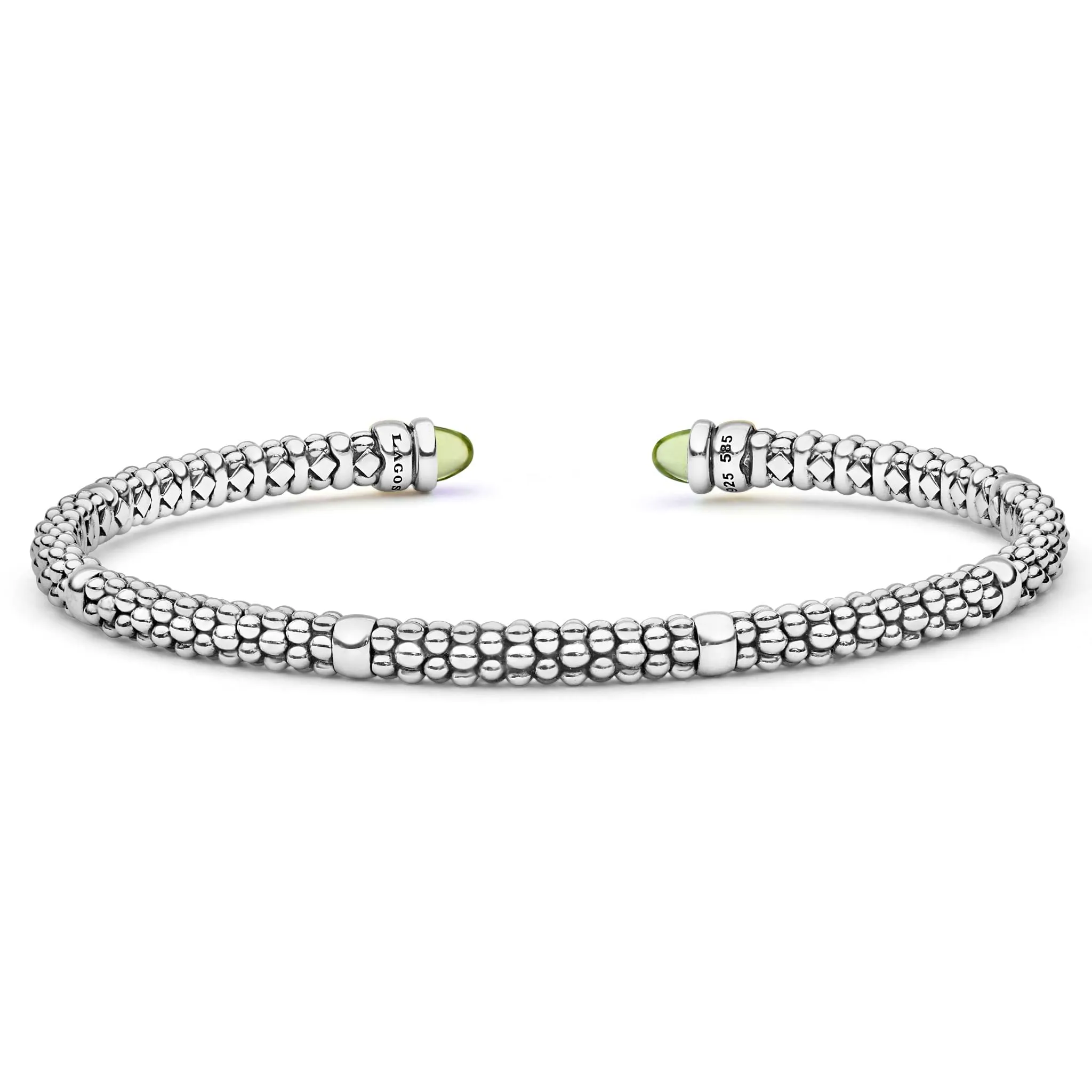 Signature Caviar Two-Tone Peridot Mini Versa Torque Bracelet | 3mm sold by LAGOS product image thumbnail 2