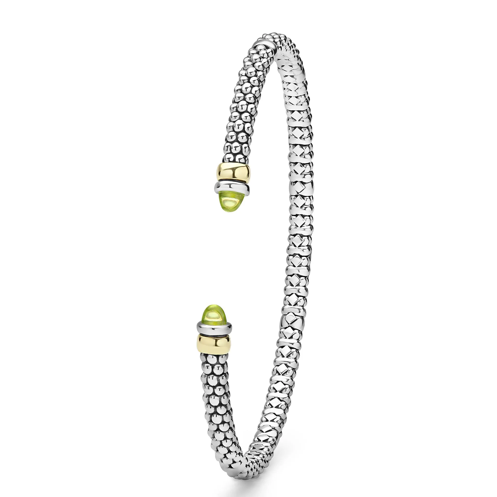 Signature Caviar Two-Tone Peridot Mini Versa Torque Bracelet | 3mm sold by LAGOS product image thumbnail 3