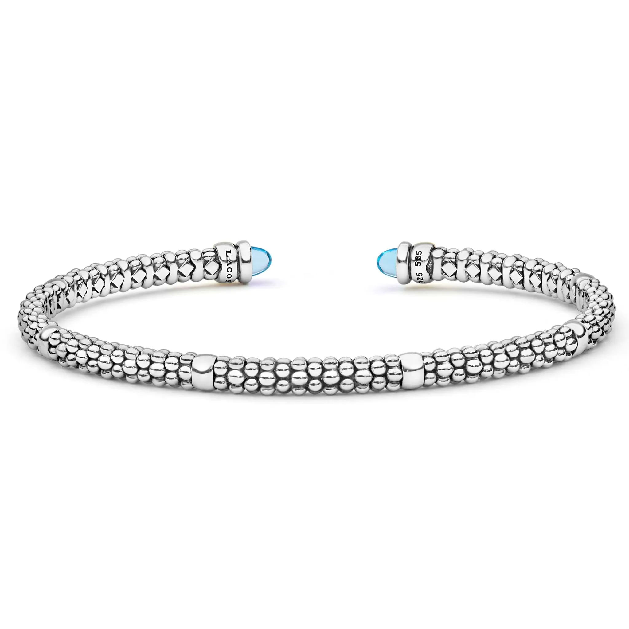 Signature Caviar Two-Tone Swiss Blue Topaz Mini Versa Torque Bracelet | 3mm sold by LAGOS product image thumbnail 2