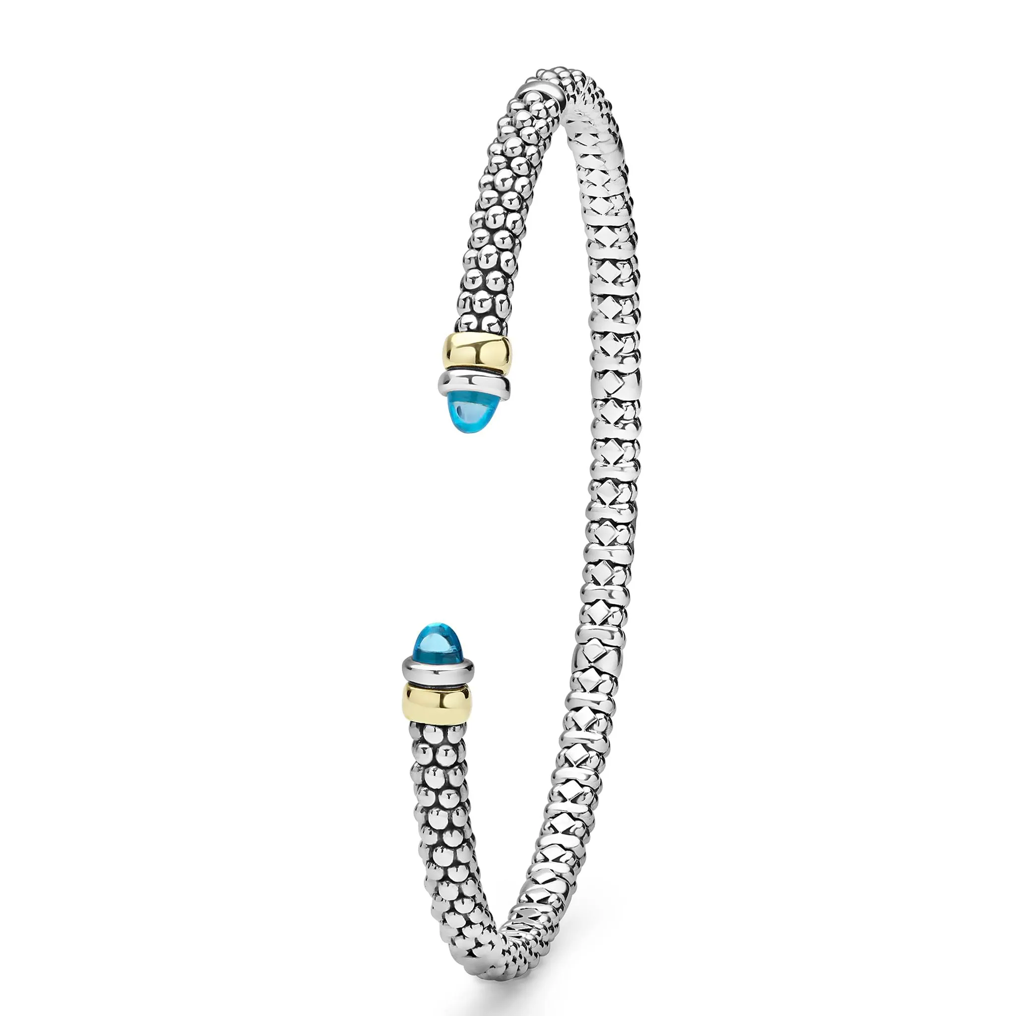 Signature Caviar Two-Tone Swiss Blue Topaz Mini Versa Torque Bracelet | 3mm sold by LAGOS product image thumbnail 3