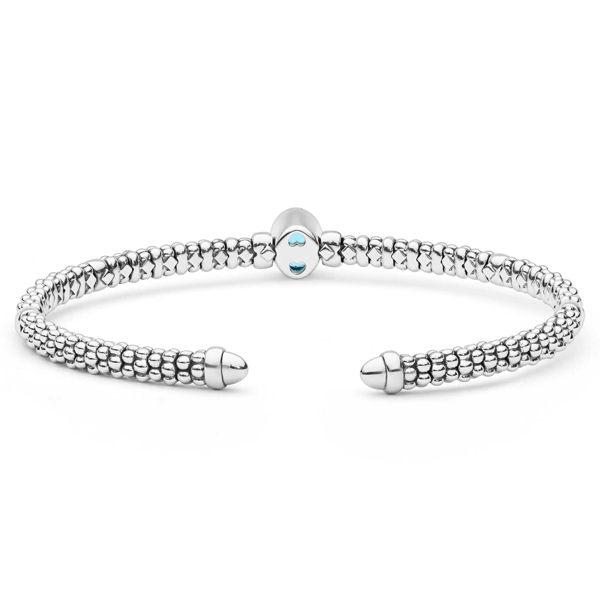 Signature Caviar Two-Tone Swiss Blue Topaz Oval Mini Versa Torque Bracelet | 3mm sold by LAGOS product image thumbnail 2