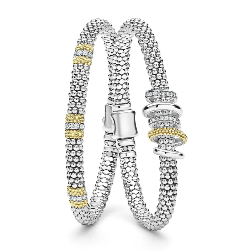 Caviar Lux Two-Tone Diamond Lux Bracelet Gift Set made by LAGOS