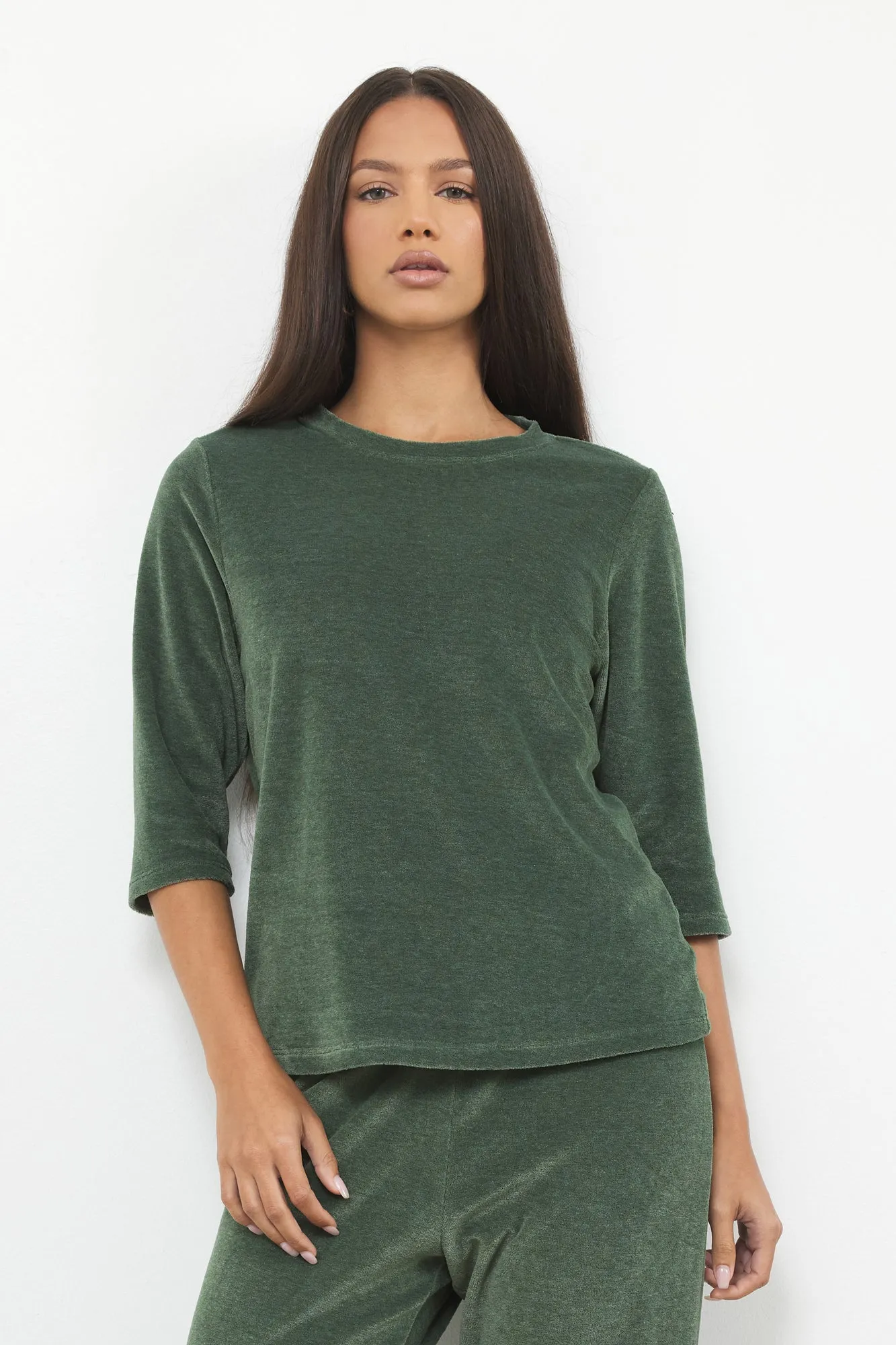 SANTA MONICA VELOUR MITERED BACK ELBOW LENGTH TEE sold by LAmade product image thumbnail 2