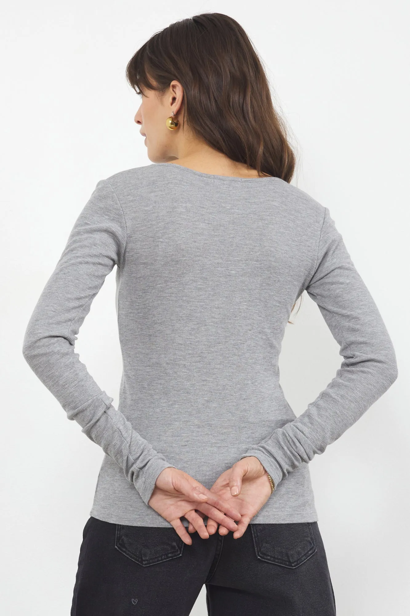 STANDARD V NECK LONG SLEEVE THERMAL TOP sold by LAmade product image thumbnail 4