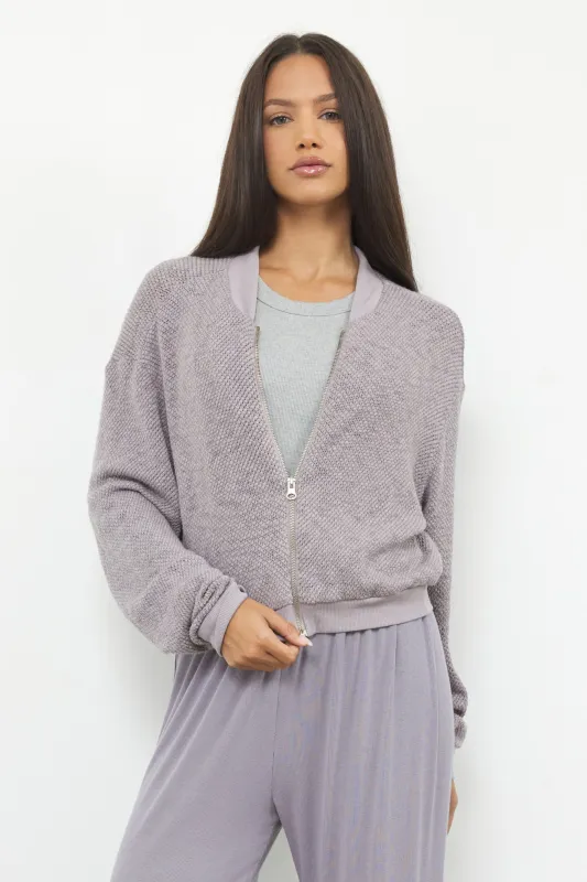 THE EIGHTIES BOMBER SWEATER JACKET sold by LAmade