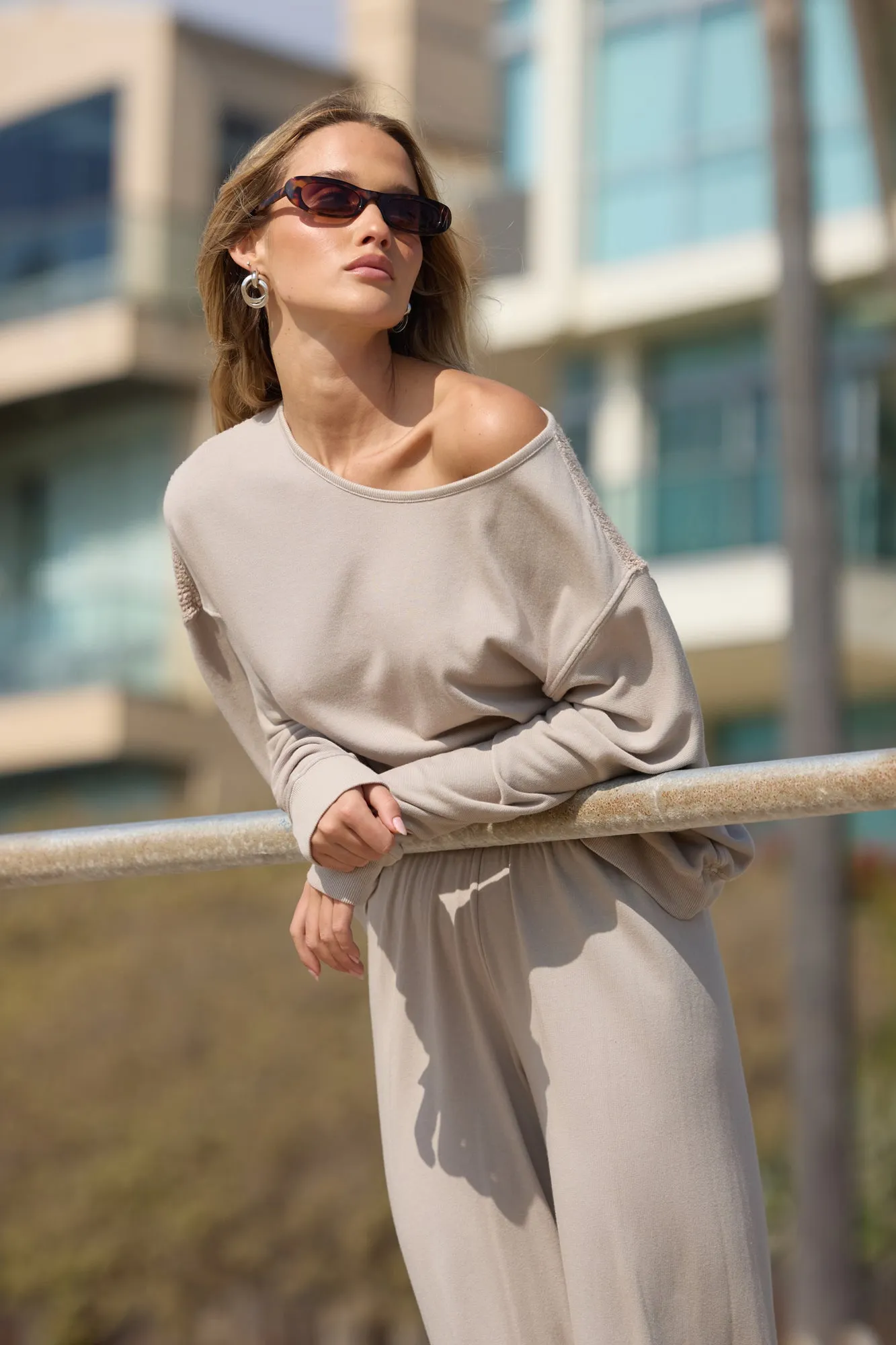 MAGGIE OFF SHOULDER MESH BACK PULLOVER - FINAL SALE sold by LAmade product image thumbnail 2