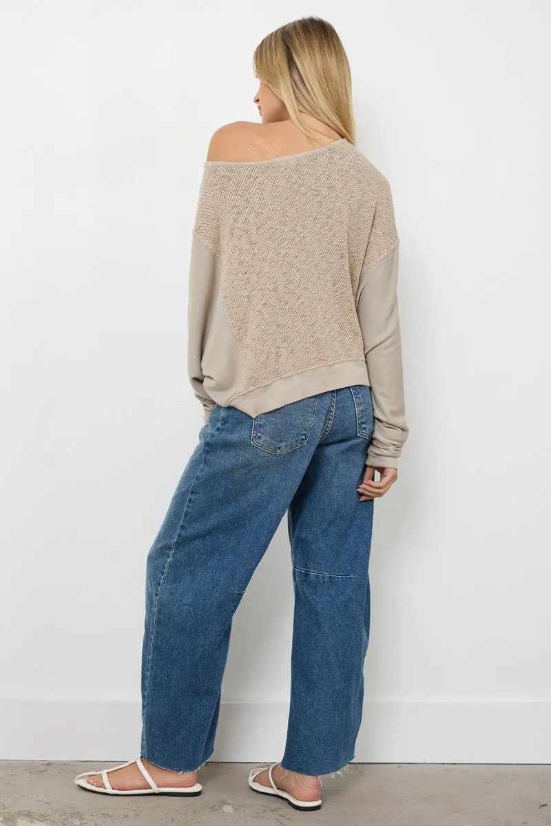 MAGGIE OFF SHOULDER MESH BACK PULLOVER - FINAL SALE sold by LAmade product image thumbnail 4