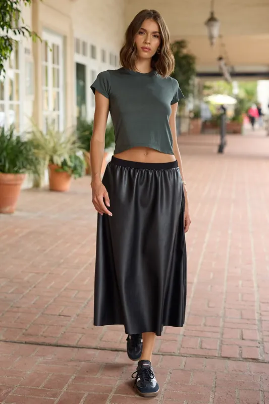 ELENNE VEGAN LEATHER LONG SKIRT - FINAL SALE made by LAmade