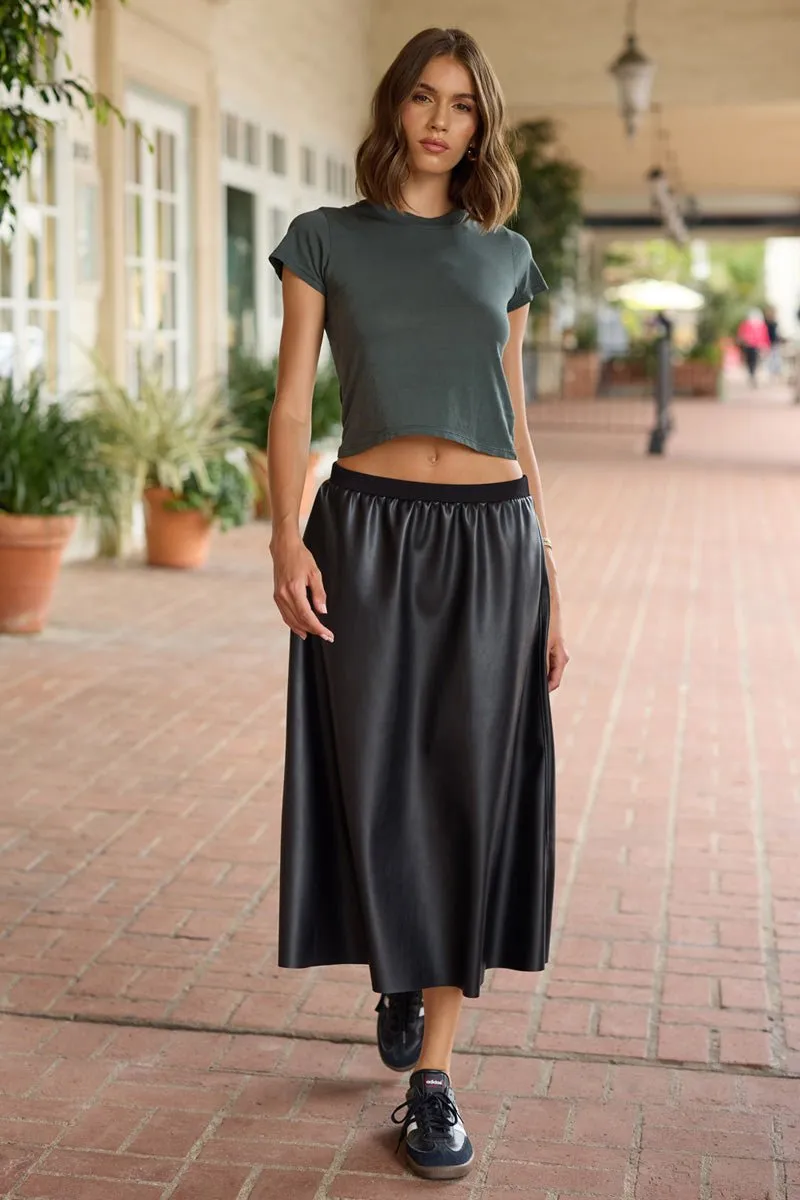 ELENNE VEGAN LEATHER LONG SKIRT - FINAL SALE sold by LAmade