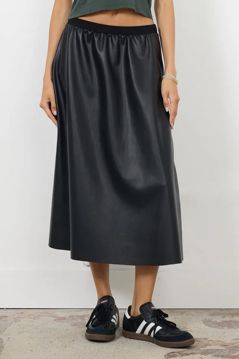 ELENNE VEGAN LEATHER LONG SKIRT - FINAL SALE sold by LAmade product image thumbnail 3