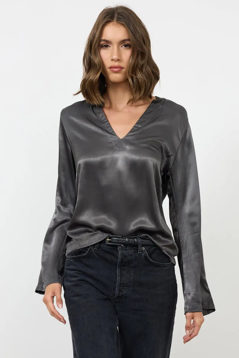 DAPHNE SILKY SPLIT NECK BELL SLEEVE TOP - FINAL SALE sold by LAmade product image thumbnail 3