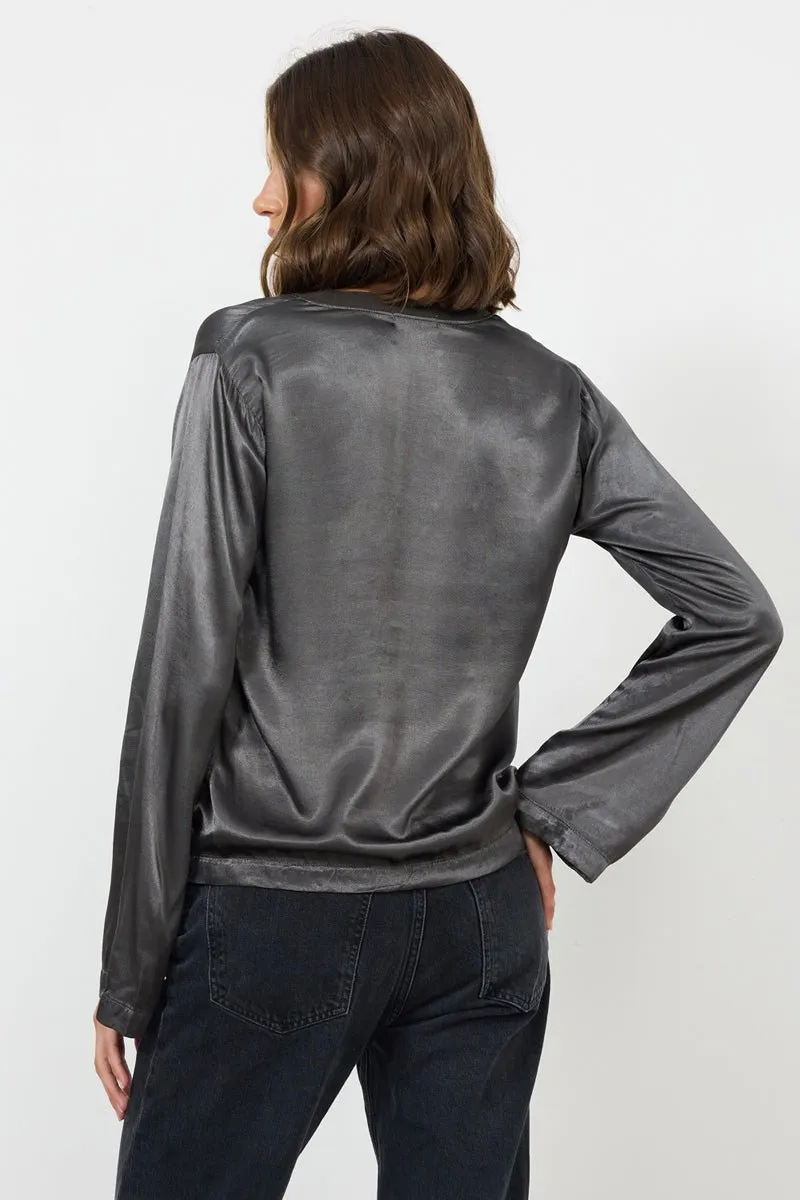 DAPHNE SILKY SPLIT NECK BELL SLEEVE TOP - FINAL SALE sold by LAmade product image thumbnail 4