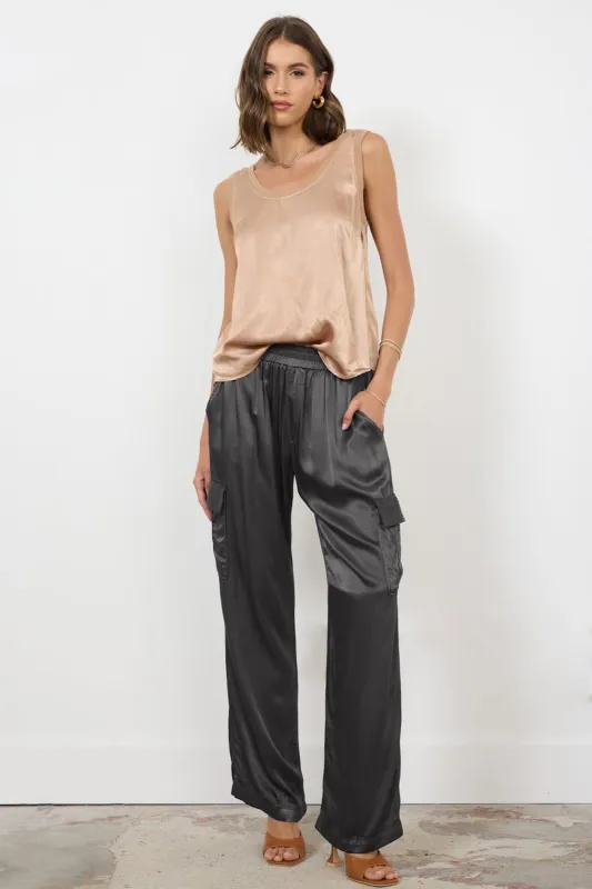 WIDE SILKY CARGO LONG PANT - FINAL SALE sold by LAmade