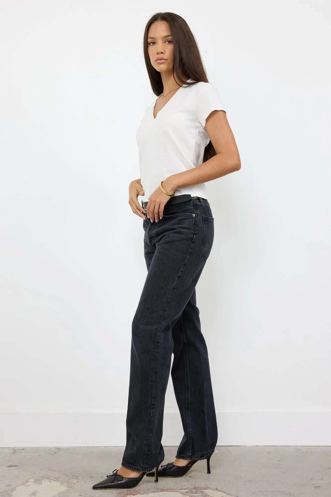 SURI ORGANIC DEEP V CAP SLEEVE TEE sold by LAmade product image thumbnail 2