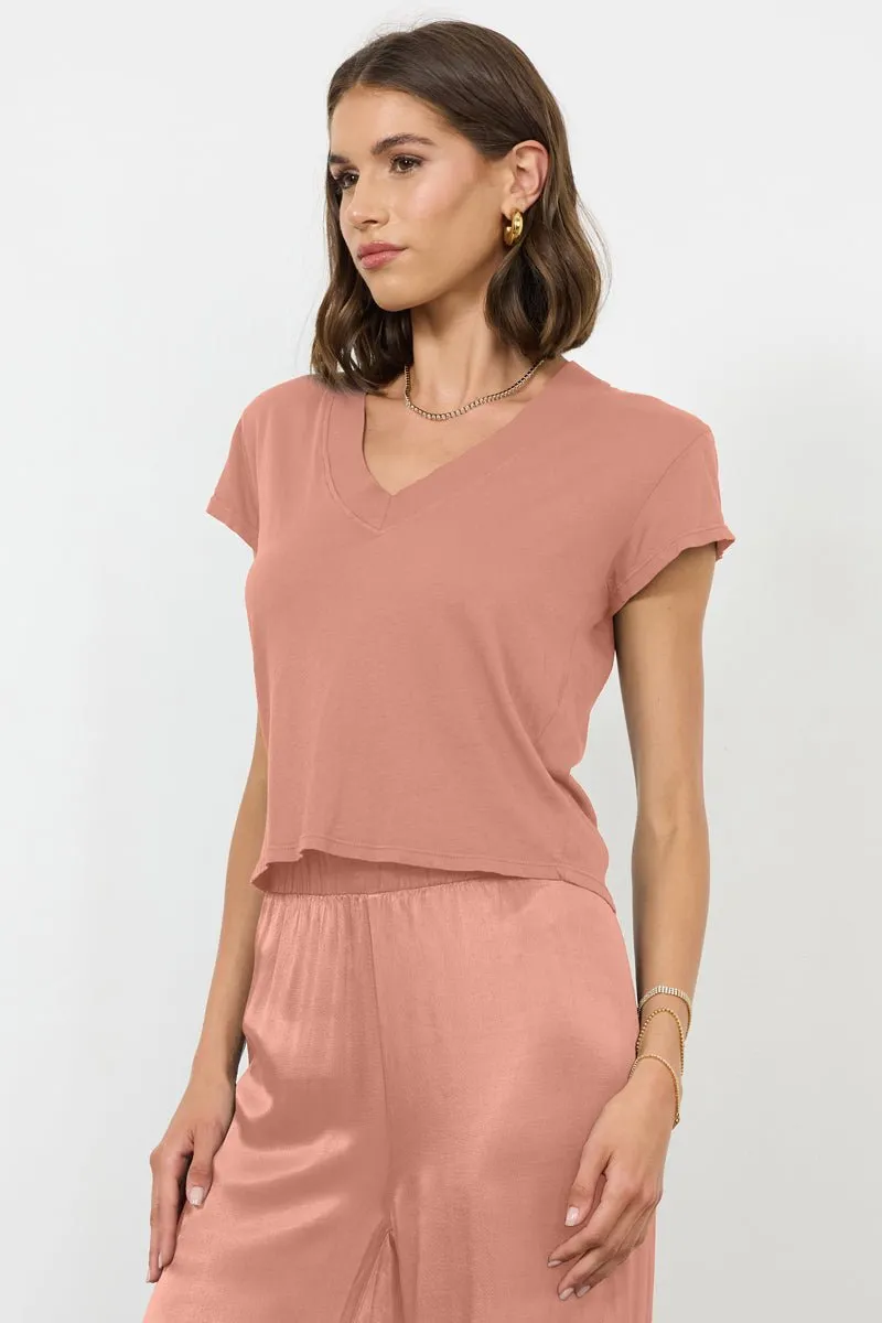 SURI ORGANIC DEEP V CAP SLEEVE TEE sold by LAmade product image thumbnail 4