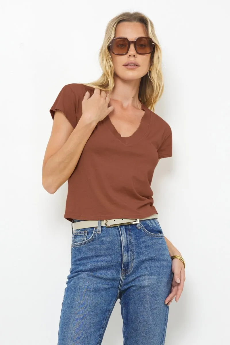 SURI ORGANIC DEEP V CAP SLEEVE TEE sold by LAmade product image thumbnail 5