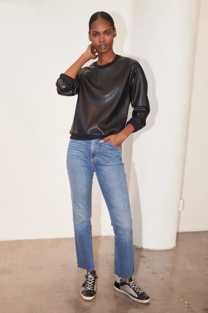 VARSITY VINTAGE FIT VEGAN LEATHER SWEATSHIRT - FINAL SALE sold by LAmade product image thumbnail 5