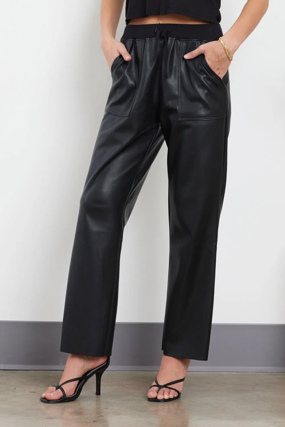 CROP FLARE VEGAN LEATHER PANT - FINAL SALE sold by LAmade product image thumbnail 2