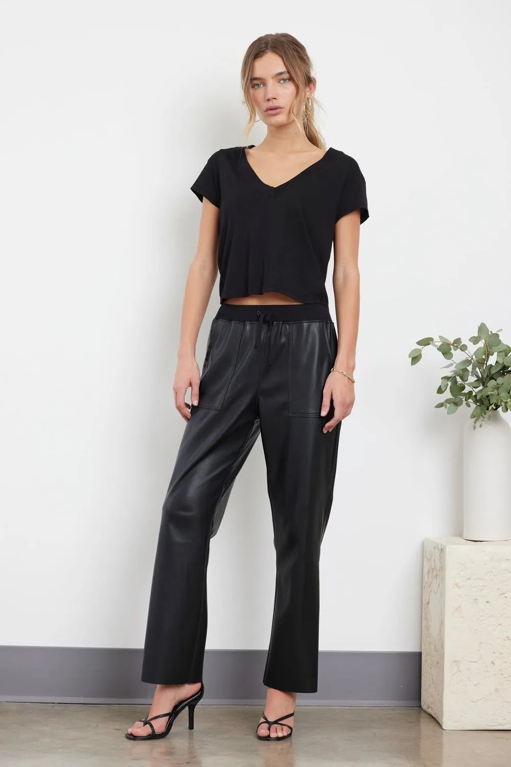 CROP FLARE VEGAN LEATHER PANT - FINAL SALE sold by LAmade