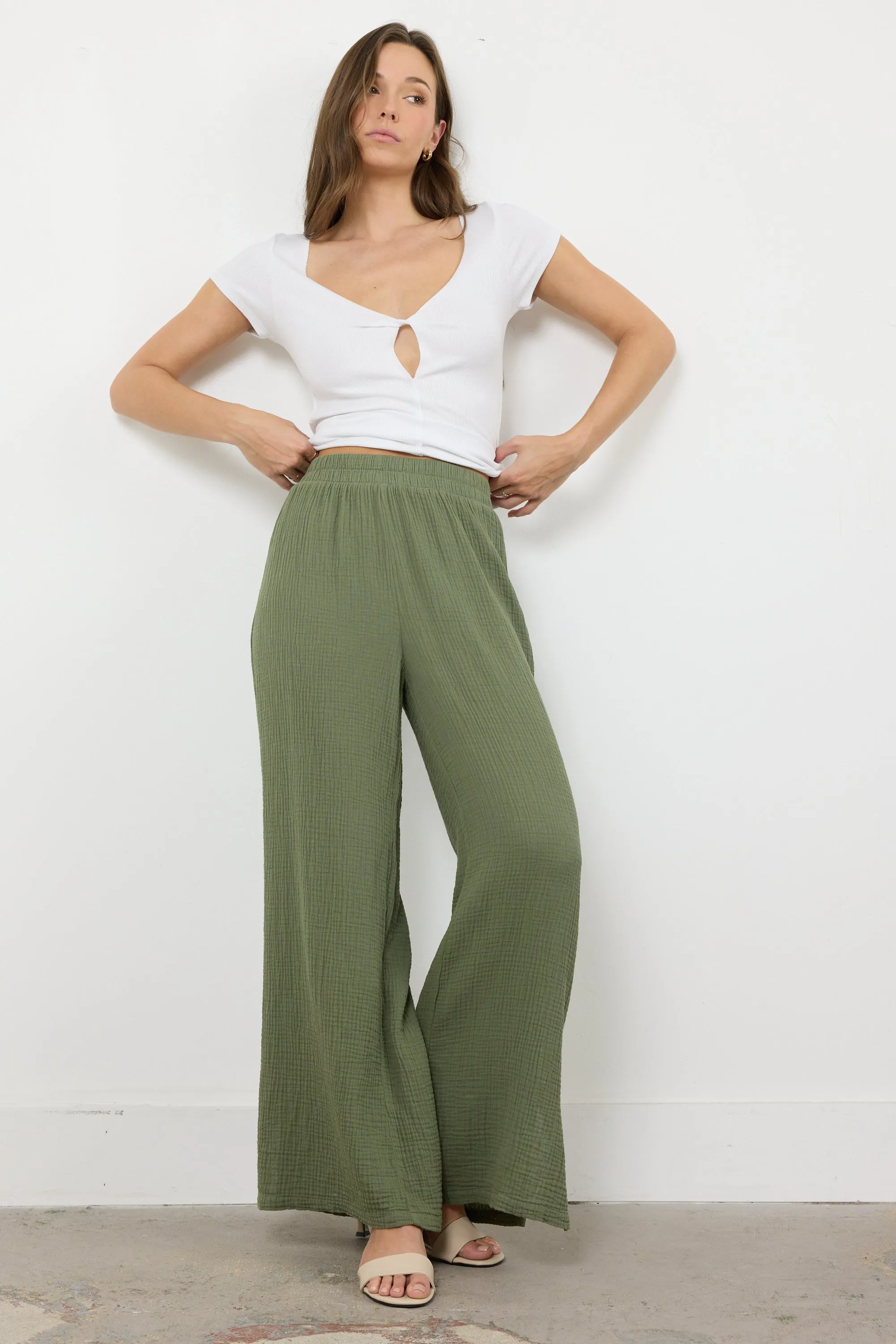 BREEZY GAUZE PANT WITH SIDE SLIT sold by LAmade